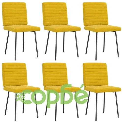 Луксозни трапезни столове от жълто кадифе, комплект от 6 броя ➤ топ цена ➤ sorbe.bg