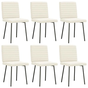 Трапезни столове от кадифе, 6 бр., кремави, с метална и дървена конструкция