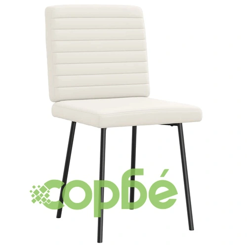 Трапезни столове от кадифе, 6 бр., кремави, с метална и дървена конструкция ➤ топ цена ➤ sorbe.bg