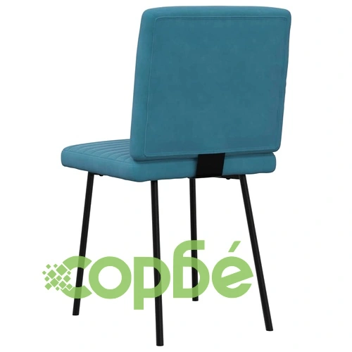 Луксозен комплект от 6 трапезни стола в синьо кадифе, метална основа ➤ топ цена ➤ sorbe.bg