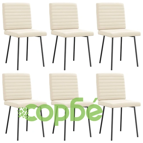 Трапезни столове, 6 бр, кремави, от изкуствена кожа с метална рамка ➤ топ цена ➤ sorbe.bg