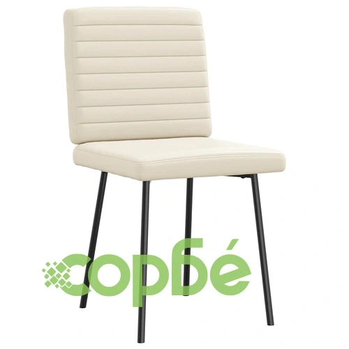 Трапезни столове, 6 бр, кремави, от изкуствена кожа с метална рамка ➤ топ цена ➤ sorbe.bg