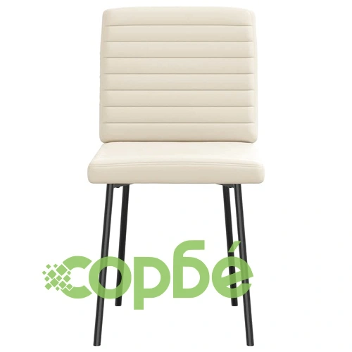 Трапезни столове, 6 бр, кремави, от изкуствена кожа с метална рамка ➤ топ цена ➤ sorbe.bg