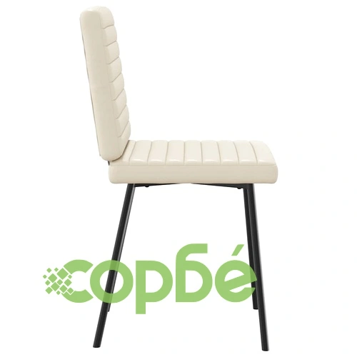 Трапезни столове, 6 бр, кремави, от изкуствена кожа с метална рамка ➤ топ цена ➤ sorbe.bg