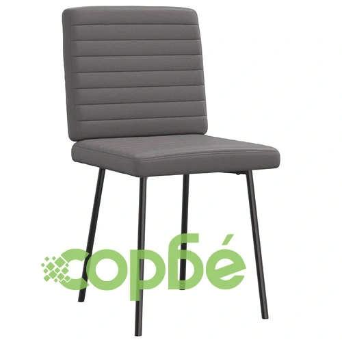 Комплект 6 трапезни стола в сиво, тапицирани с изкуствена кожа, метална рамка ➤ топ цена ➤ sorbe.bg