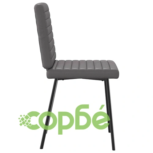 Комплект 6 трапезни стола в сиво, тапицирани с изкуствена кожа, метална рамка ➤ топ цена ➤ sorbe.bg