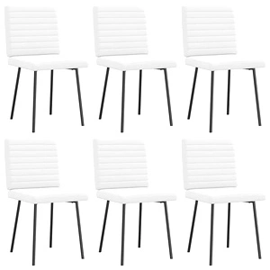 Комплект 6 бр. Трапезни Столове от Бяла Изкуствена Кожа с Метална Рамка