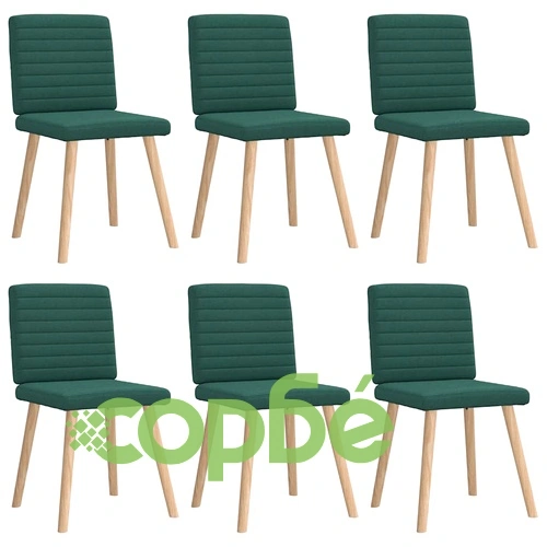 Луксозен Комплект от 6 Трапезни Стола, Тъмнозелен Текстил, Метална Рамка ➤ топ цена ➤ sorbe.bg