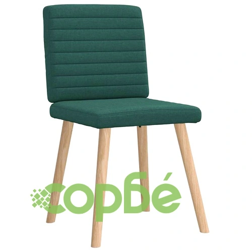 Луксозен Комплект от 6 Трапезни Стола, Тъмнозелен Текстил, Метална Рамка ➤ топ цена ➤ sorbe.bg