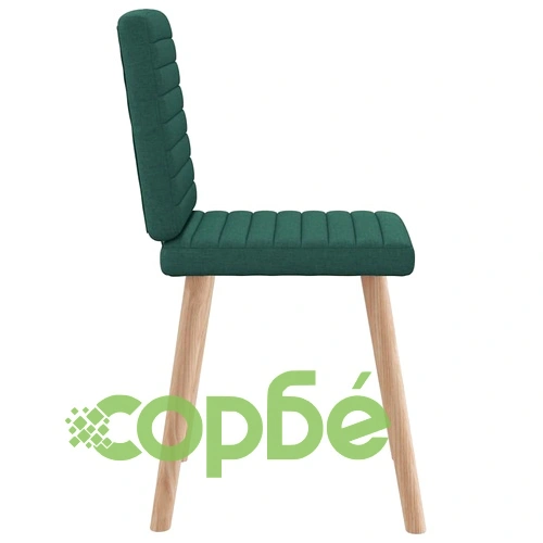 Луксозен Комплект от 6 Трапезни Стола, Тъмнозелен Текстил, Метална Рамка ➤ топ цена ➤ sorbe.bg