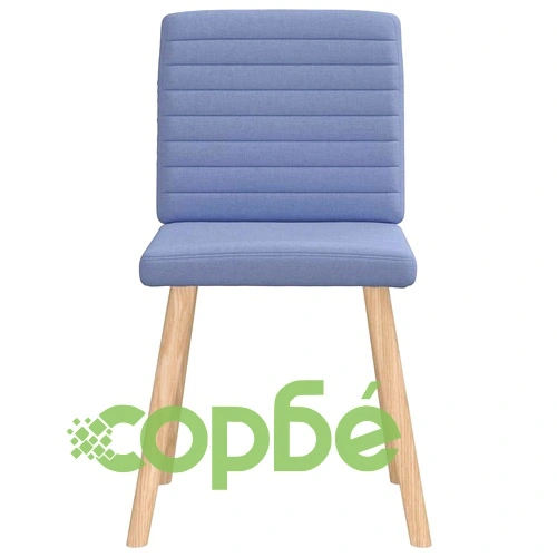 Комплект от 6 Трапезни Стола с Дънково Син Текстил и Дървена Основа ➤ топ цена ➤ sorbe.bg