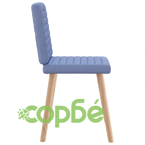 Комплект от 6 Трапезни Стола с Дънково Син Текстил и Дървена Основа ➤ топ цена ➤ sorbe.bg