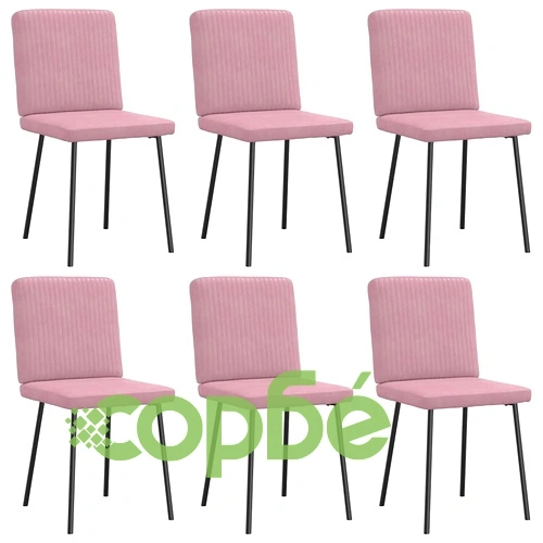 Луксозни Трапезни Столове от Розово Кадифе, Комплект от 6 броя, с Метална Рамка ➤ топ цена ➤ sorbe.bg