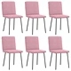 Луксозни Трапезни Столове от Розово Кадифе, Комплект от 6 броя, с Метална Рамка