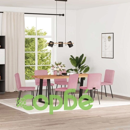 Луксозни Трапезни Столове от Розово Кадифе, Комплект от 6 броя, с Метална Рамка ➤ топ цена ➤ sorbe.bg