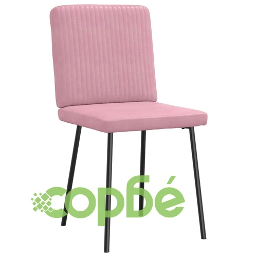 Луксозни Трапезни Столове от Розово Кадифе, Комплект от 6 броя, с Метална Рамка ➤ топ цена ➤ sorbe.bg