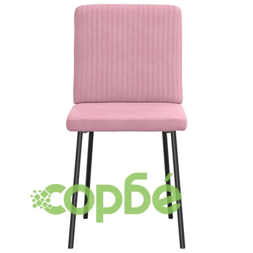 Луксозни Трапезни Столове от Розово Кадифе, Комплект от 6 броя, с Метална Рамка ➤ топ цена ➤ sorbe.bg