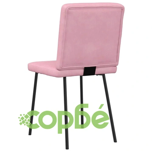 Луксозни Трапезни Столове от Розово Кадифе, Комплект от 6 броя, с Метална Рамка ➤ топ цена ➤ sorbe.bg