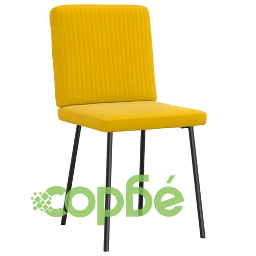 Трапезни столове от кадифе, комплект 6 броя, жълти, с метална рамка ➤ топ цена ➤ sorbe.bg