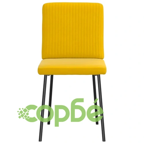 Трапезни столове от кадифе, комплект 6 броя, жълти, с метална рамка ➤ топ цена ➤ sorbe.bg