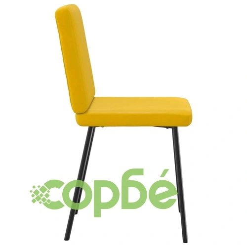 Трапезни столове от кадифе, комплект 6 броя, жълти, с метална рамка ➤ топ цена ➤ sorbe.bg