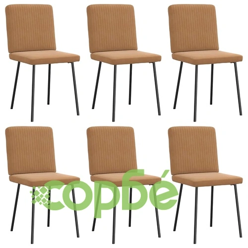 Луксозни Трапезни Столове от Кафяво Кадифе, Комплект от 6 бр. ➤ топ цена ➤ sorbe.bg