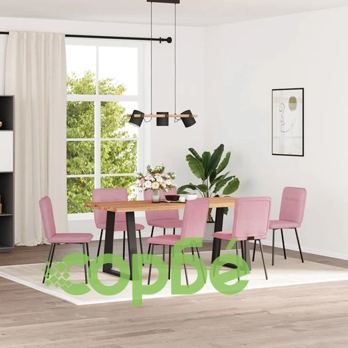 Трапезни столове от кадифе, комплект 6 бр, розови, 45 x 54 x 83 см ➤ топ цена ➤ sorbe.bg