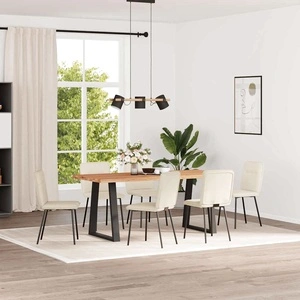 Трапезни столове от кадифе, 6 бр., кремави, 45x54x83 см