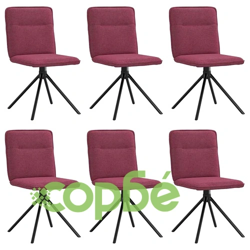 Трапезни столове, 6 бр, виненочервени, тапицирани с плат, метална конструкция ➤ топ цена ➤ sorbe.bg