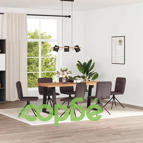 Трапезни столове, 6 бр, тъмнокафяви, текстилна тапицерия, метална рамка ➤ топ цена ➤ sorbe.bg