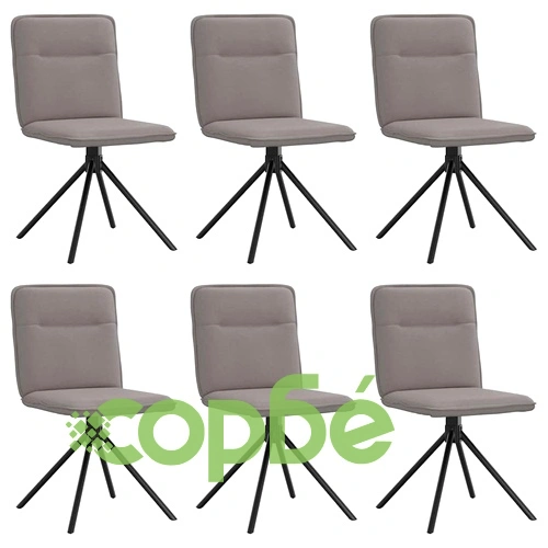 Трапезни столове, 6 бр, таупе, полиестерен плат с метална рамка ➤ топ цена ➤ sorbe.bg