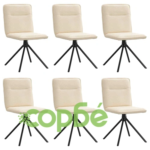 Трапезни столове от плат, 6 бр., кремави, елегантен дизайн с метална рамка ➤ топ цена ➤ sorbe.bg