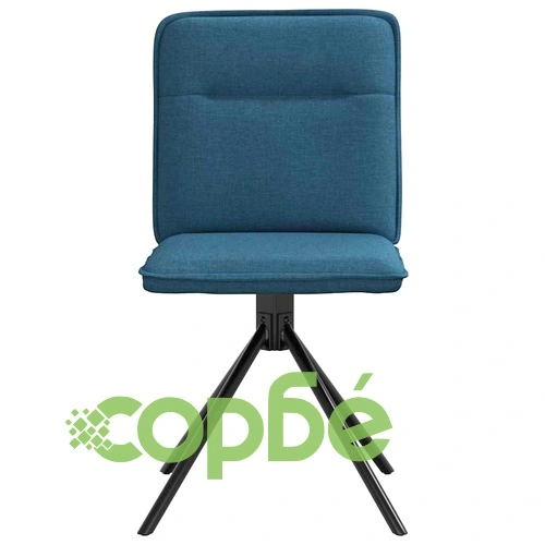 Комплект 6 броя Трапезни Столове в Синьо, Текстилна Тапицерия, Метална Рамка ➤ топ цена ➤ sorbe.bg