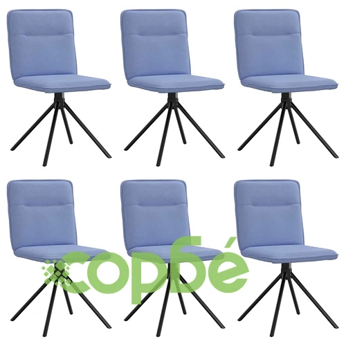 Трапезни столове, 6 бр, дънково сини, текстил, с метална рамка и пяна ➤ топ цена ➤ sorbe.bg