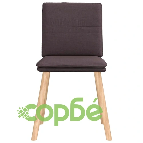 Трапезни столове от текстил, 6 броя, тъмнокафяви, с метална и дървена рамка ➤ топ цена ➤ sorbe.bg