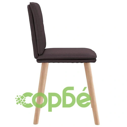 Трапезни столове от текстил, 6 броя, тъмнокафяви, с метална и дървена рамка ➤ топ цена ➤ sorbe.bg