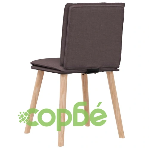 Трапезни столове от текстил, 6 броя, тъмнокафяви, с метална и дървена рамка ➤ топ цена ➤ sorbe.bg