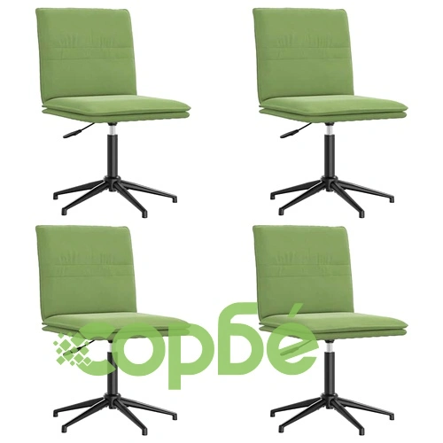 Луксозни трапезни столове от кадифе, 4 бр., светлозелени, регулируема височина ➤ топ цена ➤ sorbe.bg