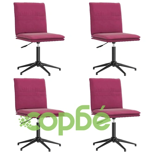 Луксозни Трапезни Столове, 4 бр, Виненочервено Кадифе, Регулируема Височина ➤ топ цена ➤ sorbe.bg