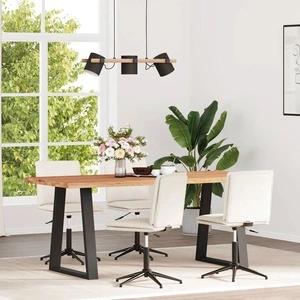 Луксозни Трапезни Столове от Кадифе, Комплект 4 бр., Кремави, Регулируема Височина