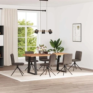 Комплект 6 трапезни стола с тъмносива тапицерия от изкуствена велурена кожа