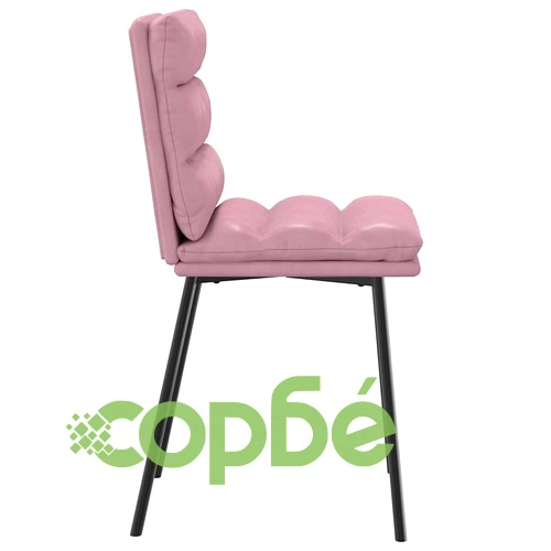 Трапезни столове от розово кадифе, комплект от 6 бр, метална рамка ➤ топ цена ➤ sorbe.bg