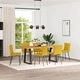 Трапезни столове от жълто кадифе, комплект 6 броя, метална рамка