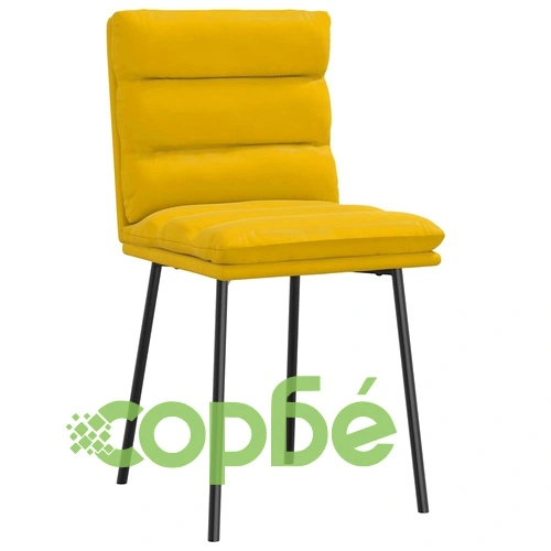 Трапезни столове от жълто кадифе, комплект 6 броя, метална рамка ➤ топ цена ➤ sorbe.bg