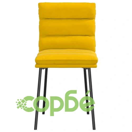 Трапезни столове от жълто кадифе, комплект 6 броя, метална рамка ➤ топ цена ➤ sorbe.bg