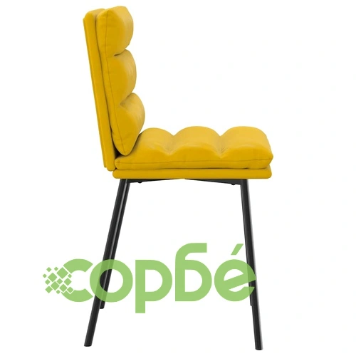 Трапезни столове от жълто кадифе, комплект 6 броя, метална рамка ➤ топ цена ➤ sorbe.bg