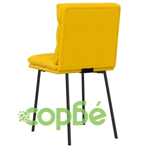 Трапезни столове от жълто кадифе, комплект 6 броя, метална рамка ➤ топ цена ➤ sorbe.bg