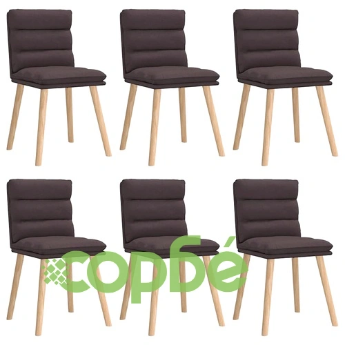 Трапезни столове, 6 бр, тъмнокафяви, полиестерен текстил с дървена рамка ➤ топ цена ➤ sorbe.bg