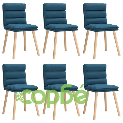 Трапезни столове, 6 бр, сини, текстилни с метална рамка ➤ топ цена ➤ sorbe.bg