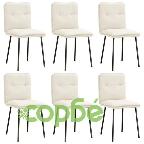 Трапезни столове от кадифе, 6 бр., кремави, 45 x 54 x 83 см ➤ топ цена ➤ sorbe.bg